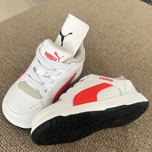 Puma Rebound Joy Low Infant 'white/cherry-tomato”. Brand new w tags no box.